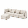 Sofá Seccional Modular en L de Tela Beige