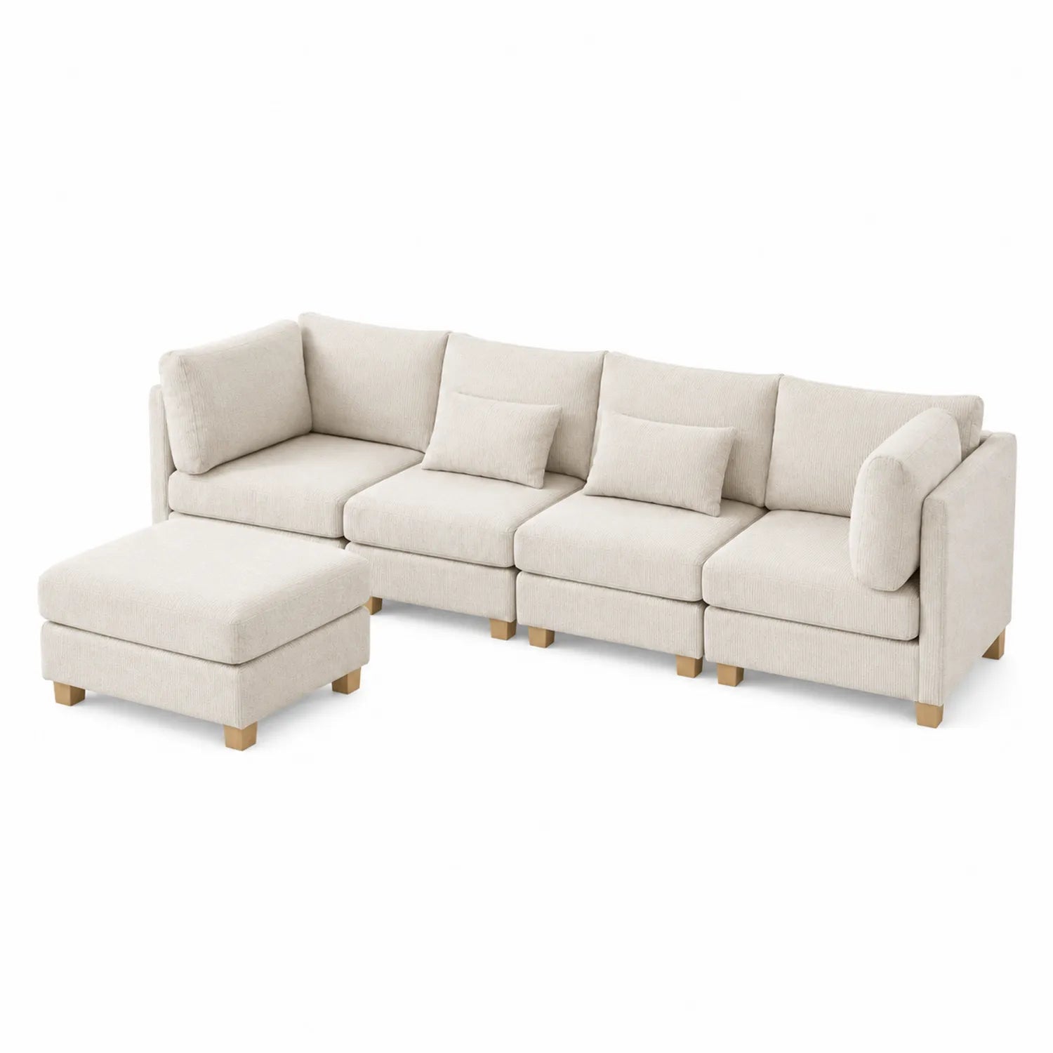Sofá Seccional Modular en L de Tela Beige