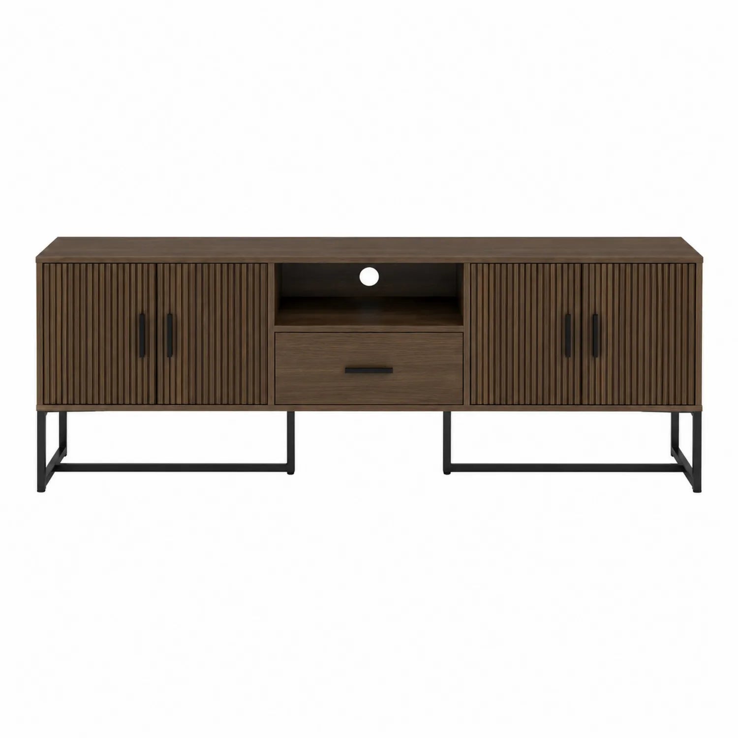 Mueble para TV de madera contrachapada y metal con puertas y cajón 150x40x50 cm