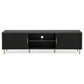 Mueble de TV de MDF Negro 180 cm con Patas de Metal Dorado