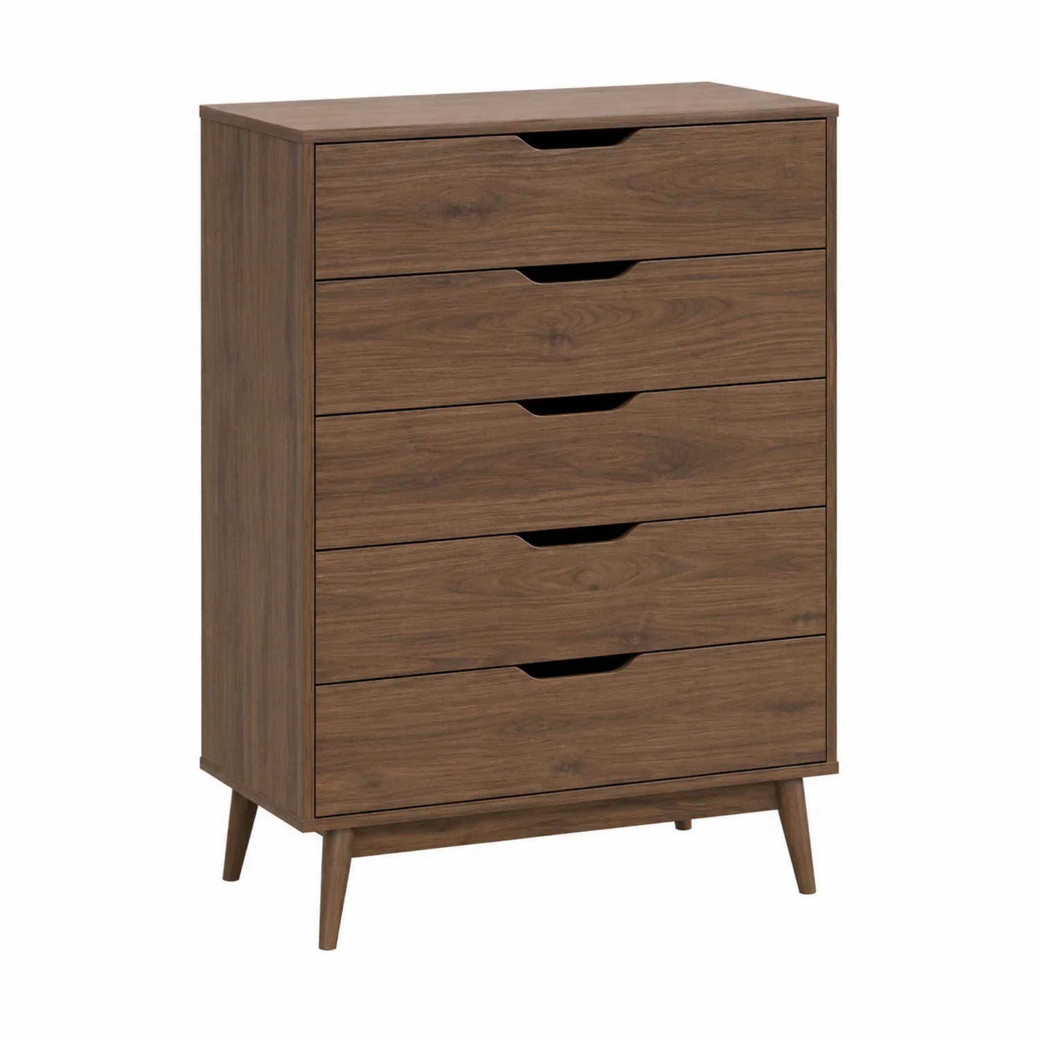 Cómoda de madera con cinco cajones marrón 90x40x120 cm
