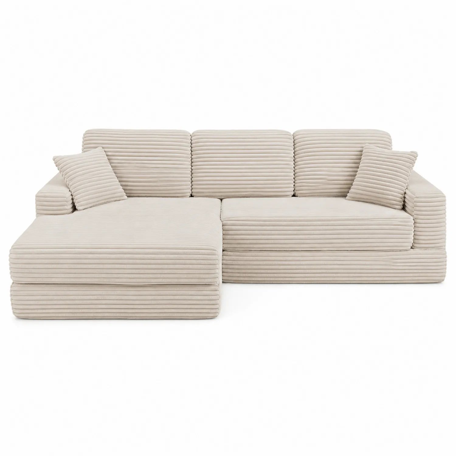 Sofá chaise longue de poliéster L color crema 280 cm x 160 cm
