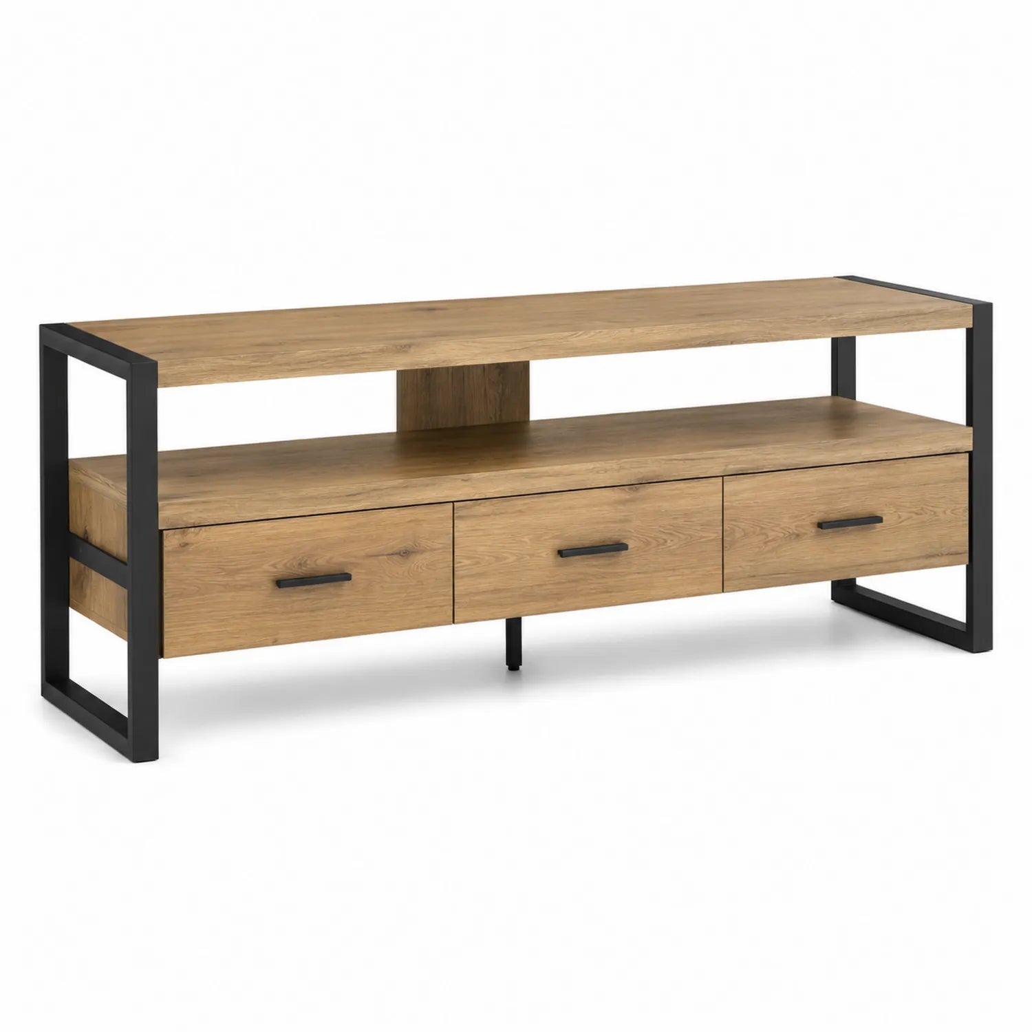 Mueble para TV de madera y metal con cajones 150x45x55 cm Marrón/Negro