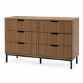 Cómoda de madera con seis cajones marrón 120x80x40 cm