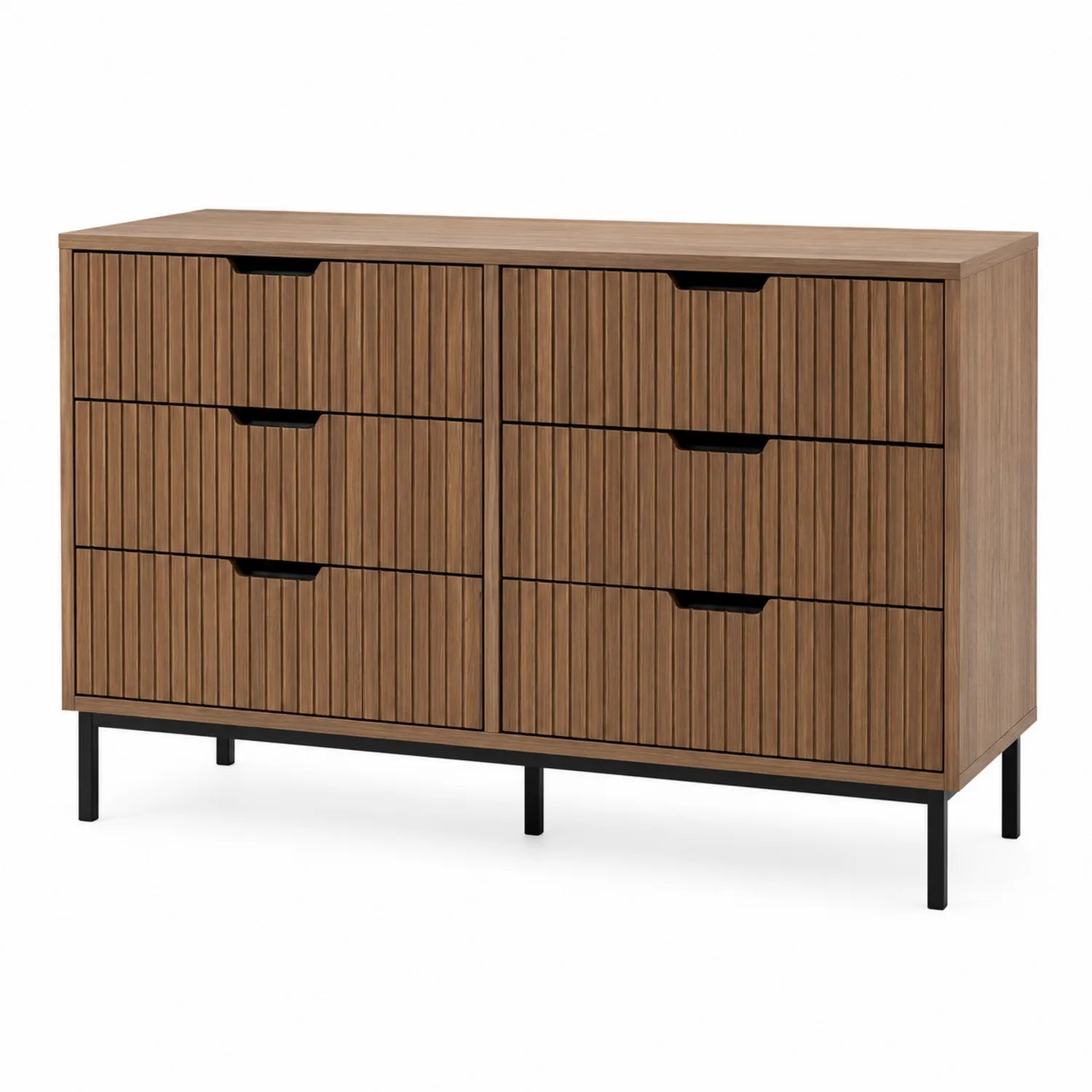 Cómoda de madera con seis cajones marrón 120x80x40 cm