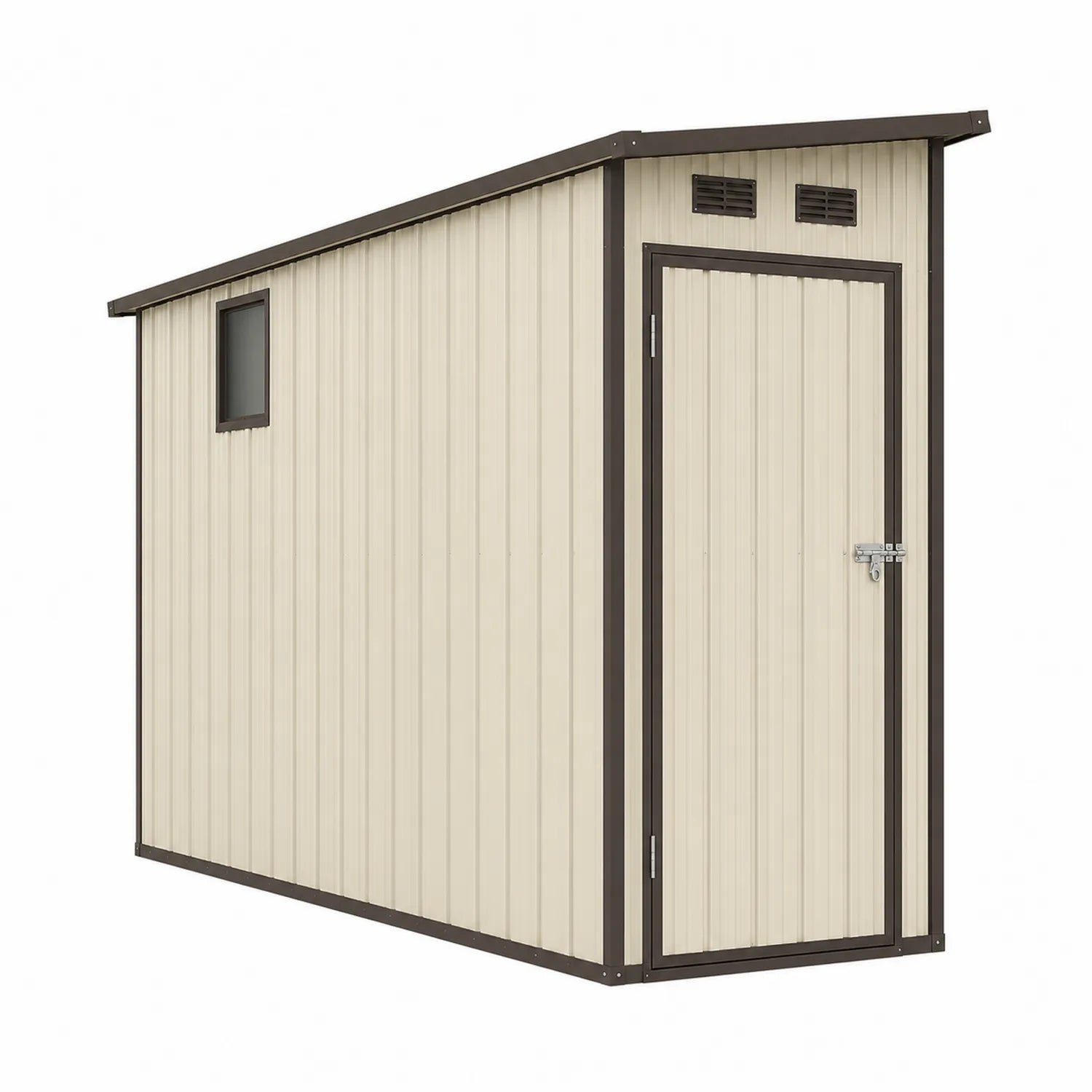 Caseta de Metal Beige con Techo Inclinado 213cm x 130cm x 180cm