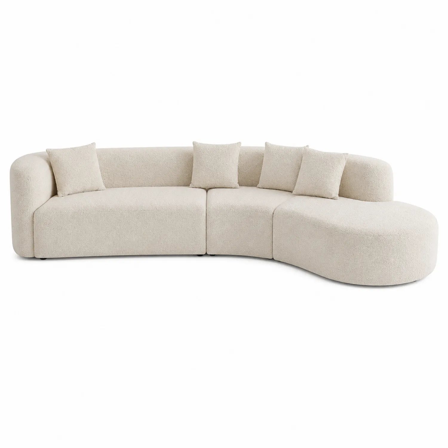 Sofá modular de esquina en tela bouclé beige